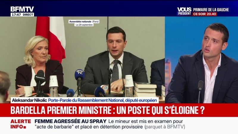 Propos antisémites attribués à Jordan Bardella: "Marine Le Pen a rappelé qu'elle a confiance", assure Aleksandar Nikolic, porte-parole du RN