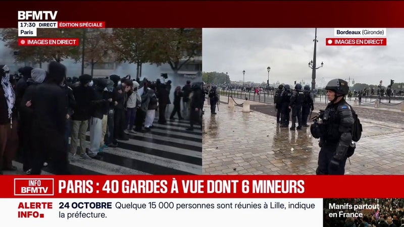 INFO BFMTV. Manifestation du 24 octobre: 64 interpellations à Paris, 40 personnes placées en garde à vue