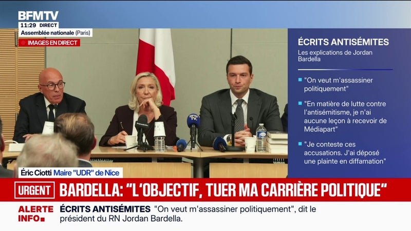 Écrits antisémites attribués à Jordan Bardella: "Si ces attaques ont lieu à ce moment, c'est parce que Marine Le Pen est en mesure de devenir présidente de la République", estime Éric Ciotti (UDR)