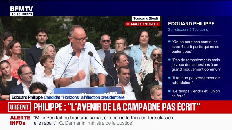 "L'avenir de cette campagne n'est pas écrit", affirme Édouard Philippe, candidat "Horizons" à l'élection présidentielle