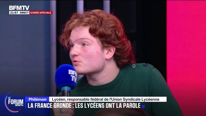 FORUM BFMTV - "On voit la volonté de gagner du temps, de ne pas nous écouter", réagit Philémon, lycéen et responsable fédéral de l'Union Syndicale Lycéenne à propos de l'allocution de Sébastien Lecornu