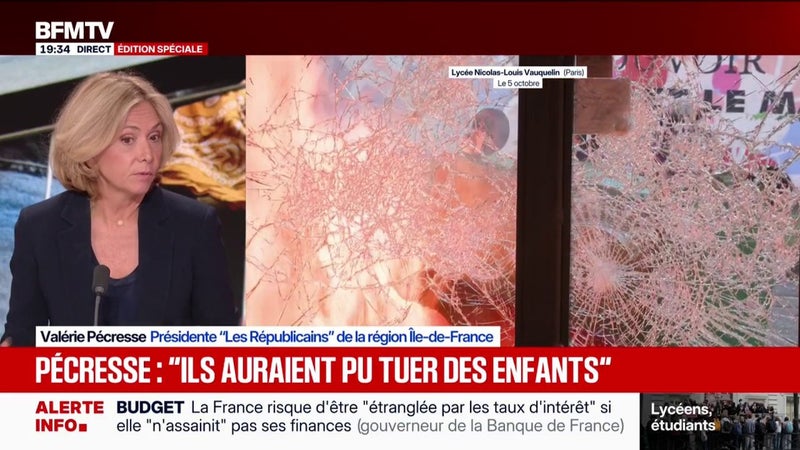 Lycées parisiens pris pour cible: Valérie Pécresse dénonce "des attaques de type émeutes urbaines [avec] beaucoup de professionnalisme"