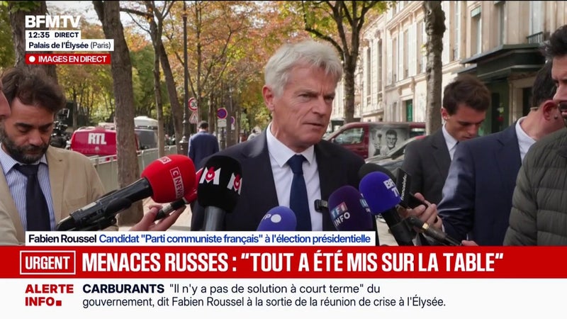 Réunion à l'Élysée: "Tout a été mis sur la table, y compris les provocations de la Russie", rapporte Fabien Roussel, candidat PCF à l'élection présidentielle