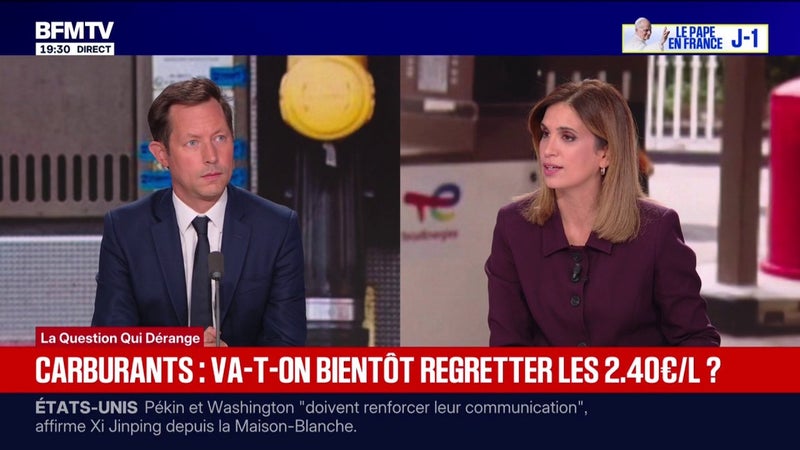 Carburants: "La France est asphyxiée par ces prix astronomiques", assure François-Xavier Bellamy, vice-président LR