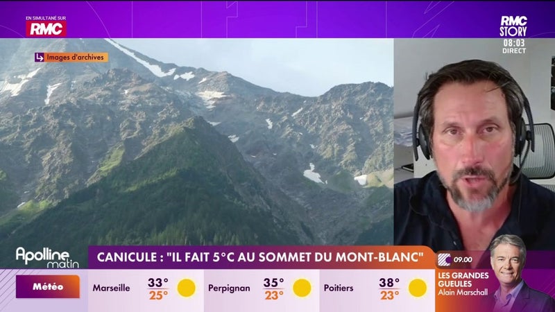 Canicule : "Il fait 5 degrés au sommet du Mont-Blanc"