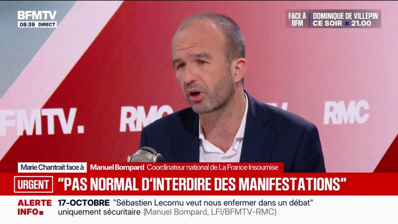 Congrès du RN à Orléans: Manuel Bompard, coordinateur national de LFI, appelle à "des manifestations pacifiques et non violentes"