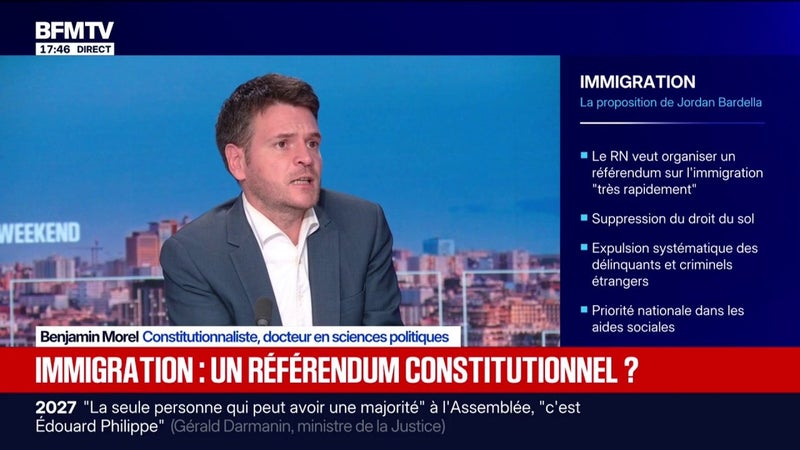 Le référendum sur l'immigration proposé par le RN est-il conforme à la Constitution? Les explications de Benjamin Morel, constitutionnaliste