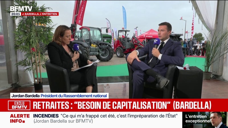 "Nous avons besoin de plus de capitalisation" dans le système des retraites, déclare Jordan Bardella, président du RN