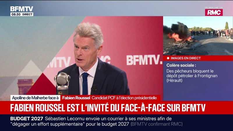 Fabien Roussel, candidat PCF à la présidentielle, sur les pêcheurs qui bloquent le dépôt pétrolier de Frontignan pour protester contre les prix du carburant: "Je les soutiens totalement"