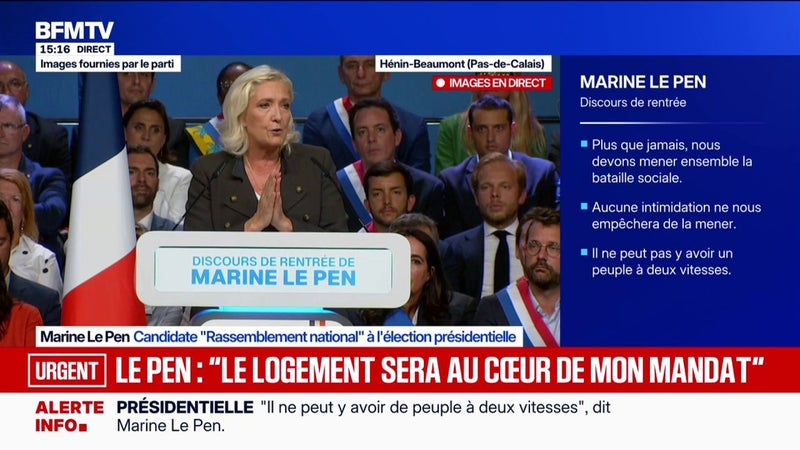 Le logement sera "un des grands chantiers du quinquennat", promet Marine Le Pen