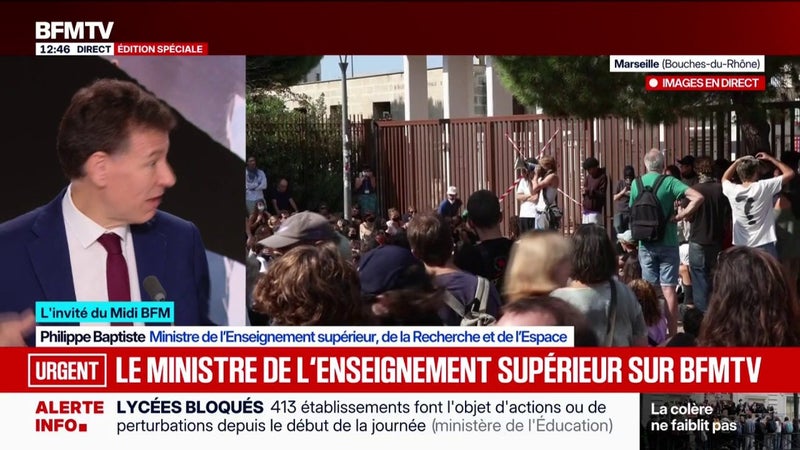 Blocage des lycées: "Dans les universités, il n'y a pas eu ce déferlement de violence", note le ministre de l'Enseignement supérieur