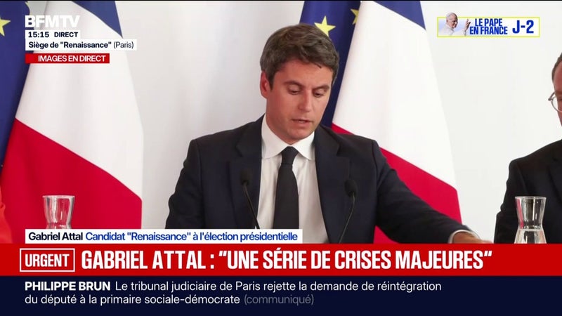 "L'enjeu de cette élection présidentielle, c'est de cesser de courir après les crises", juge Gabriel Attal, candidat Renaissance à la présidentielle