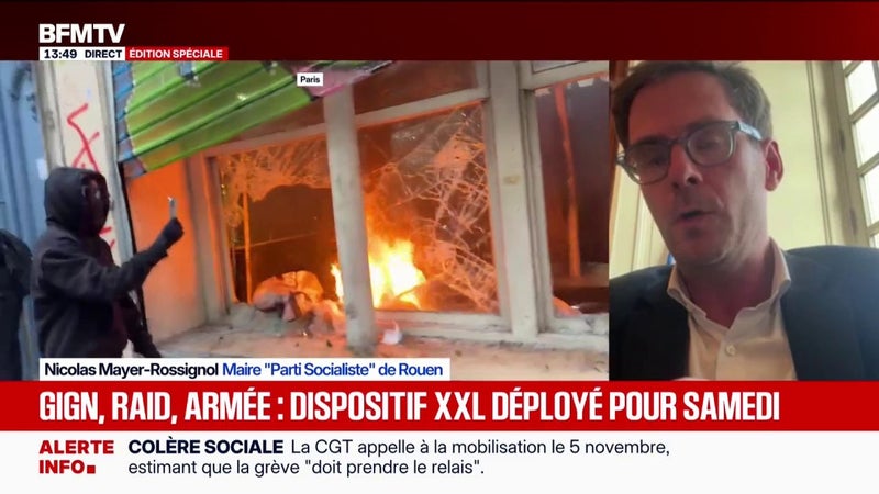 24 octobre: "Il faut plus de moyens et des moyens beaucoup plus adaptés aux enjeux de pillages", estime Nicolas Mayer-Rossignol, maire PS de Rouen