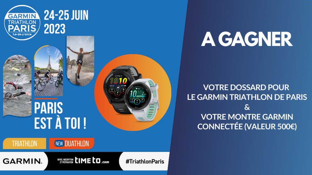 A gagner : votre montre connectée Garmin et votre dossard pour le Garmin Triathlon de…
