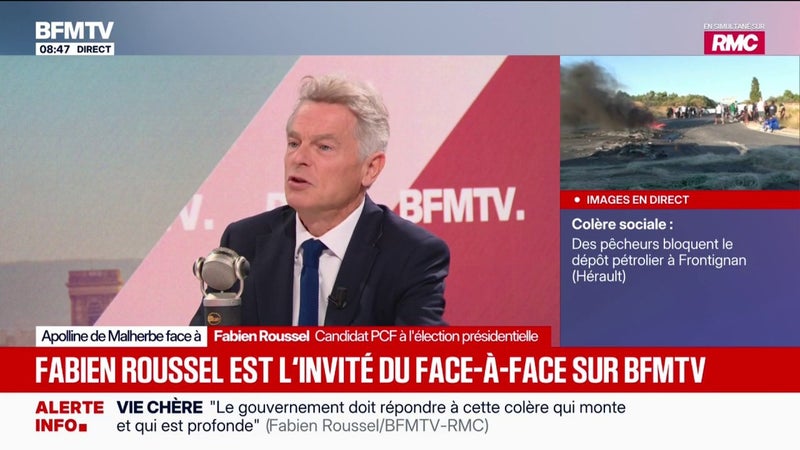 "Moi, je n'ai pas d'adversaire à gauche", réagit Fabien Roussel, candidat PCF à l'élection présidentielle, après avoir été invectivé à la Fête de l'Humanité
