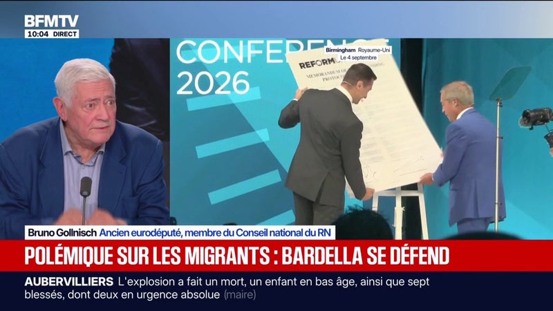 Accord signé par Jordan Bardella avec Nigel Farage: "Le monde entier saura que ça ne sert plus à rien de venir en France", estime Bruno Gollnisch, membre du Conseil national du RN