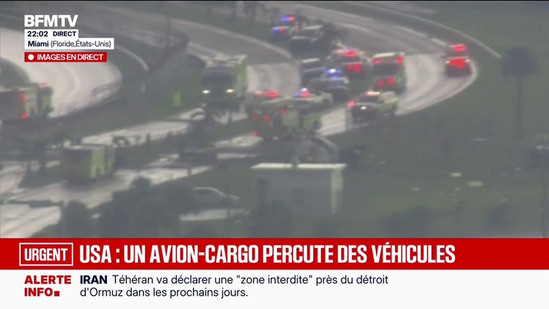 Un avion-cargo d'Amazon sort de piste à Miami aux États-Unis et percute des véhicules