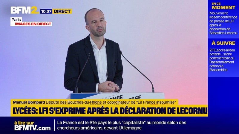 Colère des lycéens: Sébastien Lecornu prend "le pays tout entier pour des imbéciles", assure Manuel Bompard