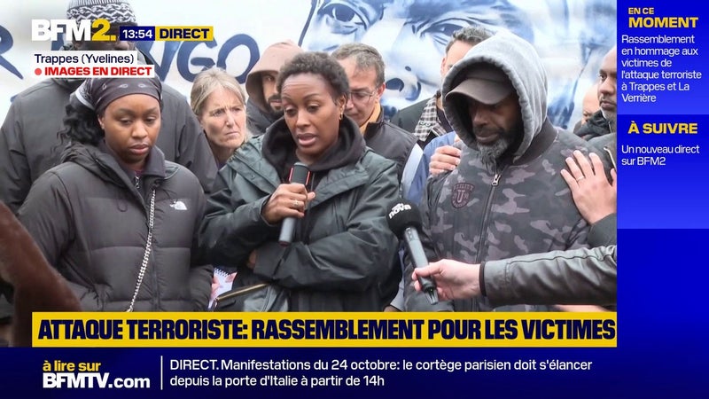 "Nous sommes extrêmement choqués, on n'a pas de mots", déclare une membre de la famille de Pengo, tué lors de l'attentat terroriste raciste dans les Yvelines