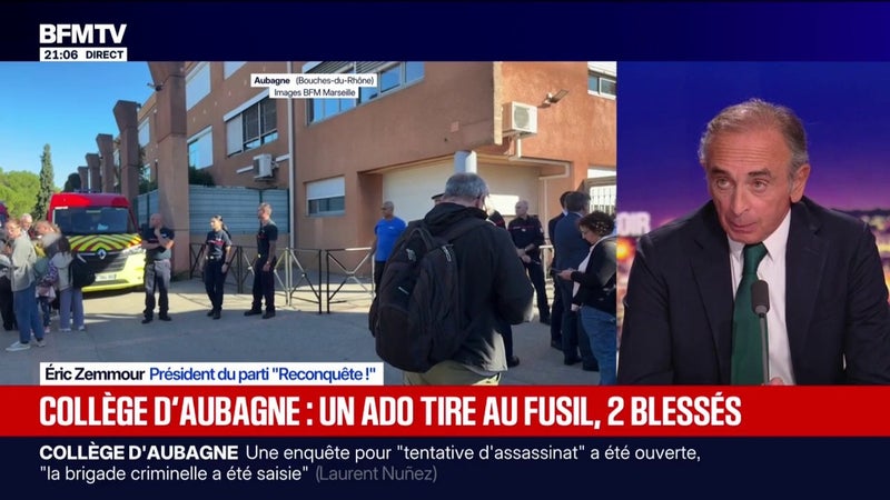 Tirs à Aubagne: "Nous devons traiter ces jeunes comme des adultes", déclare Éric Zemmour, président du parti Reconquête