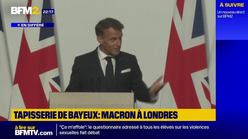 Tapisserie de Bayeux à Londres: Emmanuel Macron salue "un récit extraordinaire" entre les deux pays
