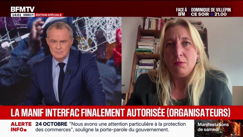 Manifestations non syndicales interdites le 24 octobre: "Ce qui nous choque, c'est la notion de légitimité" des manifestants, explique Manon Lefebvre, secrétaire nationale du Syndicat de la Magistrature