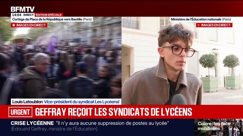 Mobilisation lycéenne: "Des moyens humains et matériels" sont les priorités, selon Louis Letoublon, vice-président du syndicat Les Lycéens !