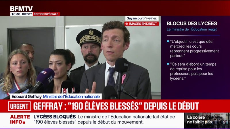 Colère lycéenne: "L'objectif c'est que dès mercredi matin, les cours reprennent progressivement", détaille Édouard Geffray, ministre de l'Éducation nationale