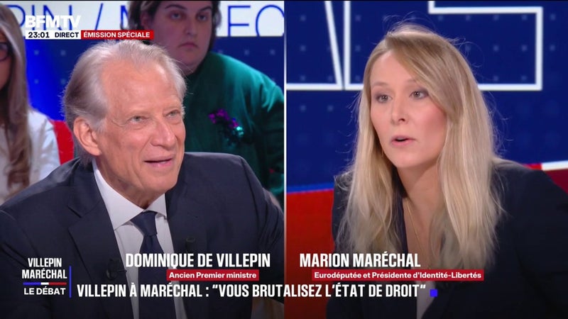 "L'accélération de la transition écologique et énergétique est vitale", lance Dominique de Villepin, ancien Premier ministre, à Marion Maréchal