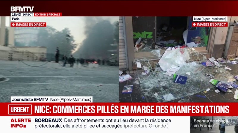 Mobilisations du 17 octobre: les images de commerces pillés en marge des manifestations à Nice