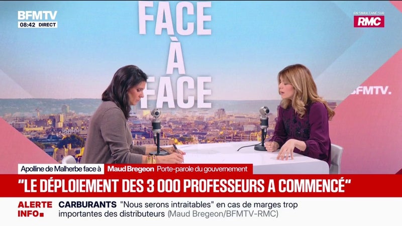Promesse de 3.000 professeurs remplaçants: “Le déploiement a commencé”, affirme Maud Bregeon, porte-parole du gouvernement
