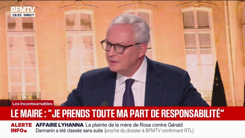 Dette française: "Je prends toute ma part de responsabilité", assure Bruno Le Maire, ancien ministre de l'Économie et des Finances