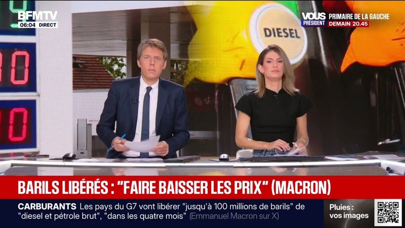 Le G7 va libérer jusqu'à 100 millions de barils de pétrole et de diesel, annonce Emmanuel Macron
