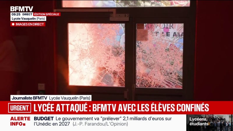 Colère lycéenne: un incendie déclenché devant les portes d'un lycée parisien alors que des élèves sont confinés à l'intérieur