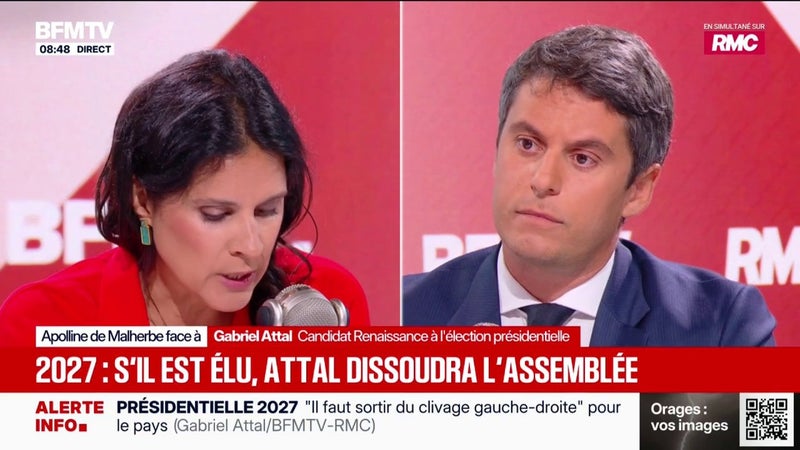 "Je suis un candidat sérieux dans cette élection présidentielle et ça m'expose à des attaques", déplore Gabriel Attal, visé par des campagnes de fausses informations