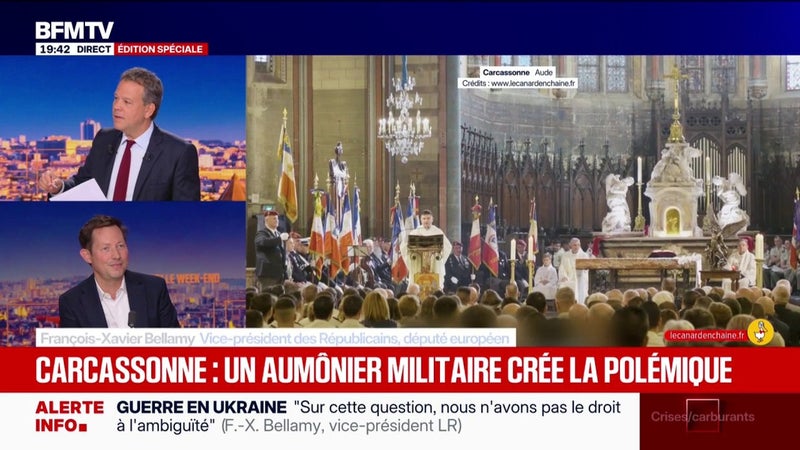 Un aumônier militaire crée la polémique à Carcassonne: "un prêtre n'a pas à prendre une position politique partisane", estime François-Xavier Bellamy, vice-président des LR