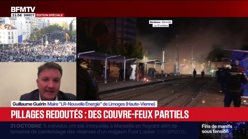 31 octobre: "Rien ne saurait justifier ni la casse, ni le pillage des magasins", fustige Guillaume Guérin, maire "LR-Nouvelle Énergie" de Limoges
