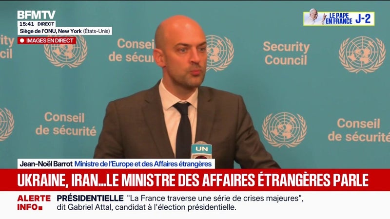 Intelligence artificielle: le conseil de sécurité de l'ONU convoque les plus grandes entreprises du secteur, annonce Jean-Noël Barrot, ministre de l'Europe et des Affaires étrangères
