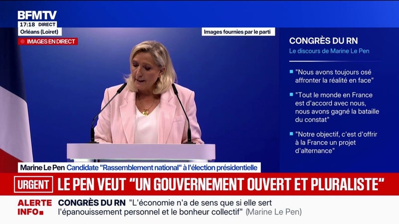 "Nous appliquerons la règle du casseur payeur et s'il faut qu'ils payent toute leur vie, ils payeront toute leur vie", lance Marine Le Pen, candidate RN à l'élection présidentielle