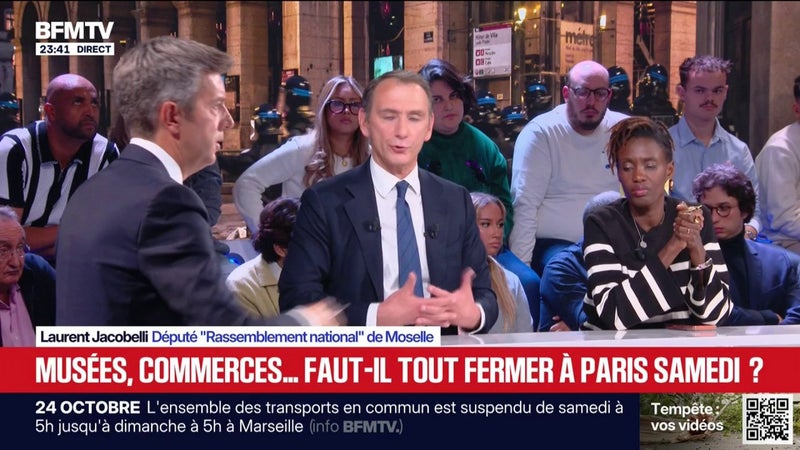 Faut-il interdire les manifestations du 24 octobre? "Parfois il n'y a pas le choix", estime Laurent Jacobelli, député RN