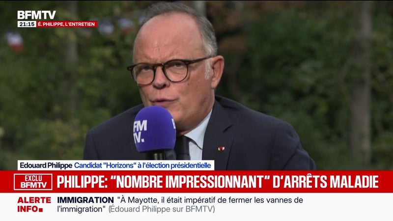 "La progression des arrêts de travail est impressionnante", dénonce Édouard Philippe, candidat "Horizons" à l'élection présidentielle