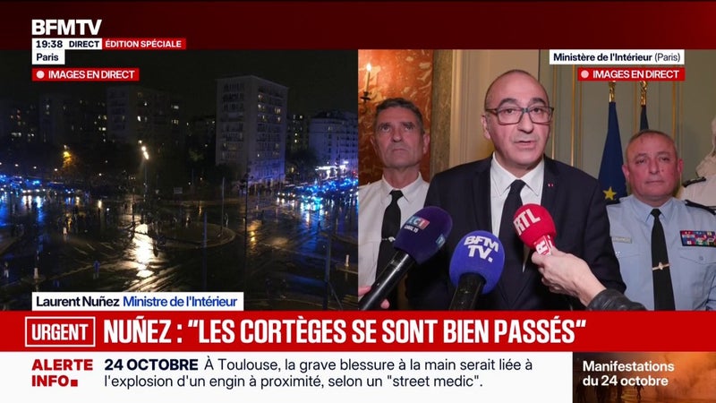Manifestations du 24 octobre: Laurent Nuñez, ministre de l'Intérieur, annonce près de "1.000 interpellations"