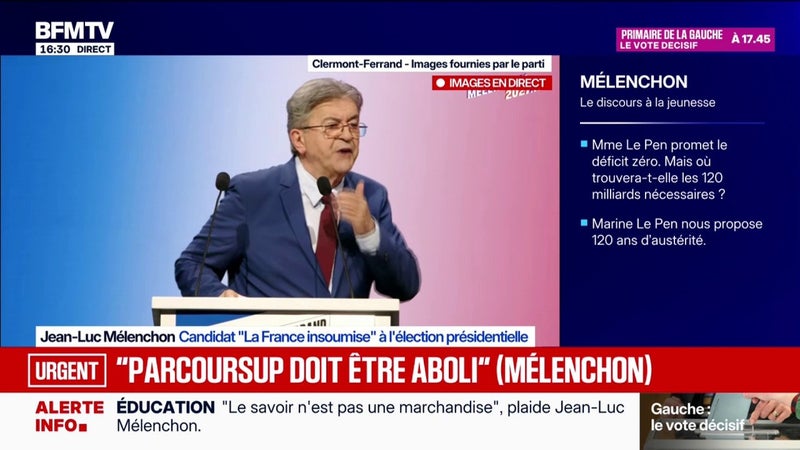 Jean-Luc Mélenchon, candidat LFI à la présidentielle: "Parcoursup doit être aboli"