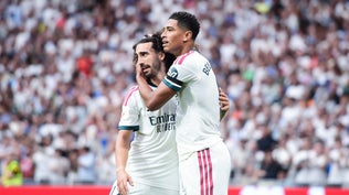 Marc Cucurella et Jude Bellingham lors du match Real Madrid-Malaga (4-0, Liga), le 30 août 2026