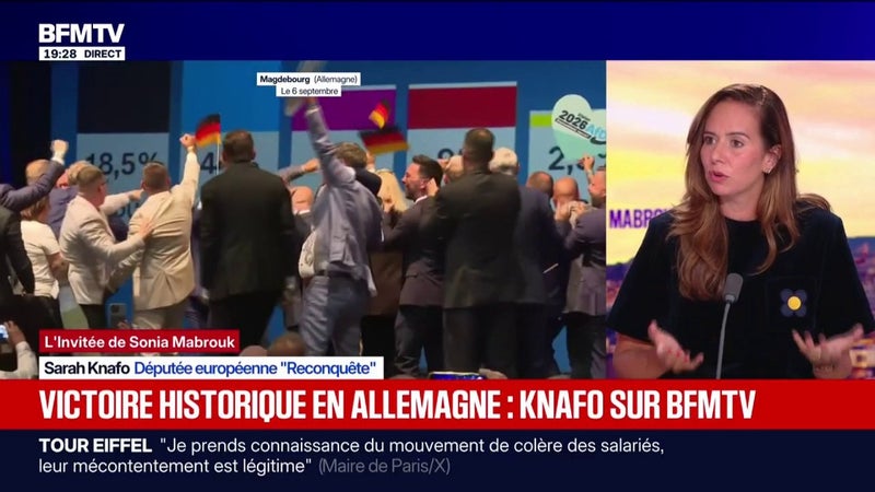 Percée historique de l'extrême droite en Allemagne: pour Sarah Knafo (Reconquête!), la classe politique est amenée "à pleurer soirée électorale après soirée électorale" si elle n'écoute pas le peuple