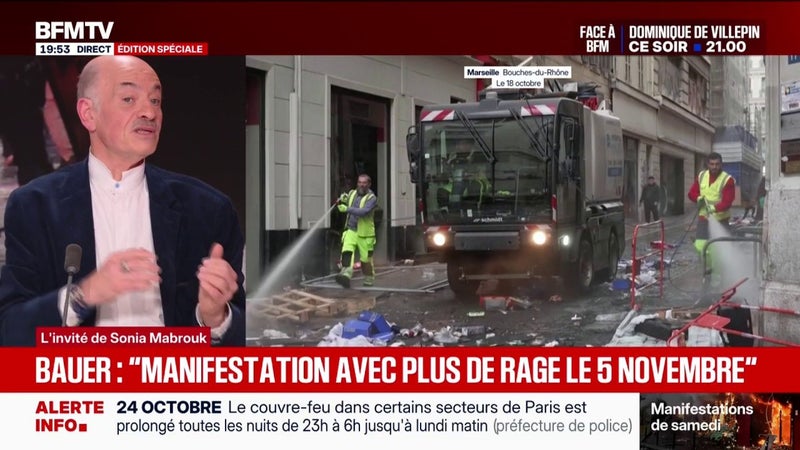 Violences du 17 octobre: "De temps en temps, ils sous-estiment les mouvements", affirme Alain Bauer, professeur émérite de criminologie, au sujet des politiques