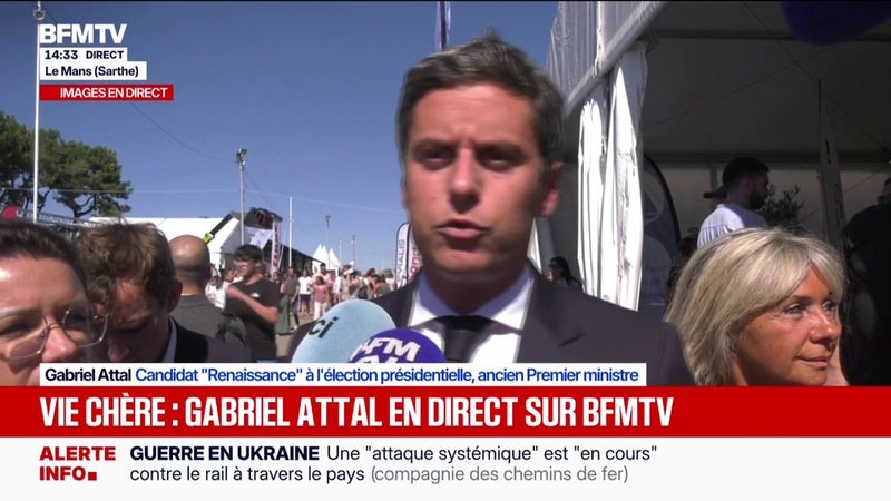 Marine Le Pen et Jean-Luc Mélenchon "parlent à des militants. Moi, je parle avec des Français", déclare Gabriel Attal, candidat Renaissance à la présidentielle