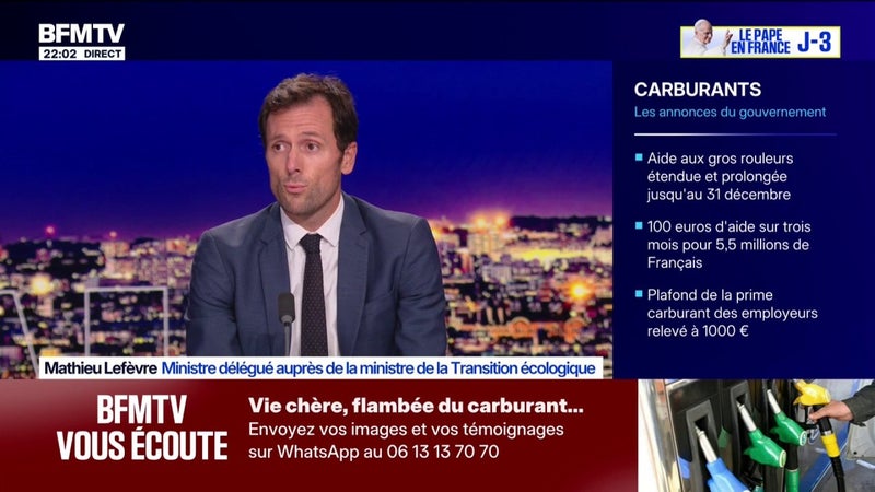 Carburants: "Le gouvernement est dans une épreuve de responsabilité dans cette crise", déclare Mathieu Lefèvre, ministre délégué auprès de la ministre de la Transition écologique