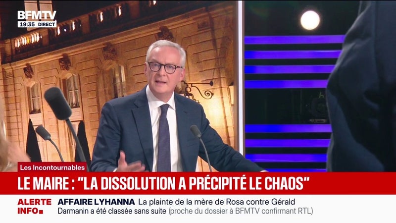 "Avec la dissolution, nous avons perdu le contrôle de la situation", affirme Bruno Le Maire, ancien ministre de l'Économie