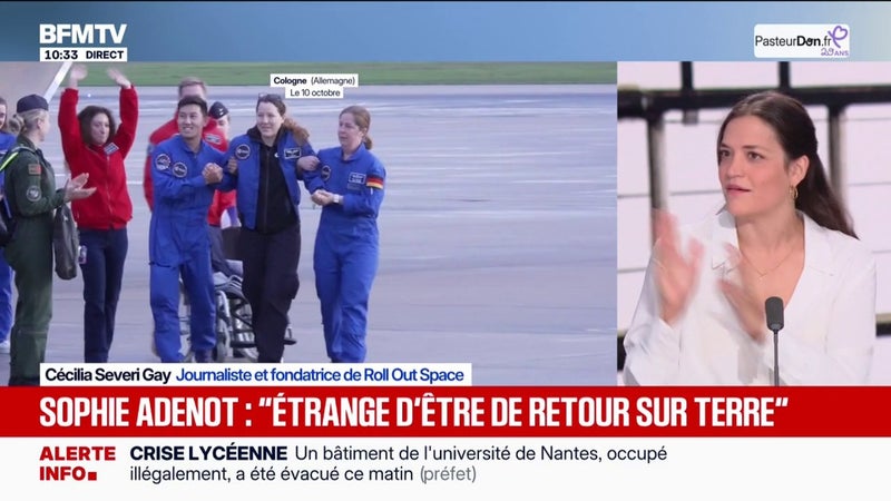 "Ce n'est pas la même Sophie qui arrive sur Terre que celle qui évoluait en microgravité", développe Cécilia Severi Gay, journaliste et fondatrice de Roll Out Space